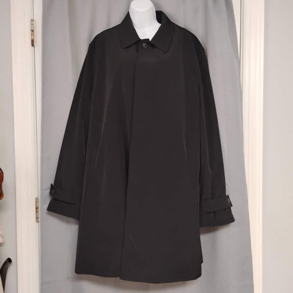 ❤️LN HART SCHAFFNER MARX Smart Trench Coat Black Removeable Wool Liner SZ 48L